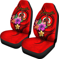 Vanuatu Polynesian Car Seat Covers - Floral With Seal Red - Polynesian Pride