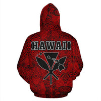 Polynesian Kanaka Maoli Hawaii Zip Hoodie Red - Polynesian Pride