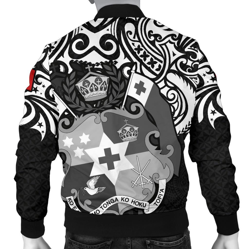 Tonga Polynesian Bomber Jacket (Men) - Tongan Pride (White) - Polynesian Pride