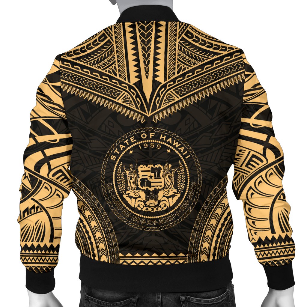 Hawaii Polynesian Chief Men's Bomber Jacket - Gold Version - Polynesian Pride