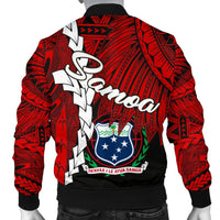 Samoa Polynesian Men's Bomber Jacket - Tribal Wave Tattoo Flag Color - Polynesian Pride
