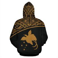 Papua New Guinea Polynesian All Over Zip up Hoodie Gold Curve - Polynesian Pride