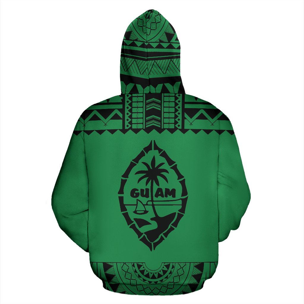Guam All Over Hoodie Polynesian Green and Black - Polynesian Pride