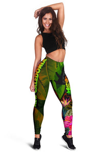New Caledonia Polynesian Women's Leggings - Hibiscus and Banana Leaves - Polynesian Pride
