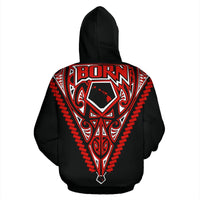 Born Hawaii Hoodie Map Polynesian Tattoo - Polynesian Pride