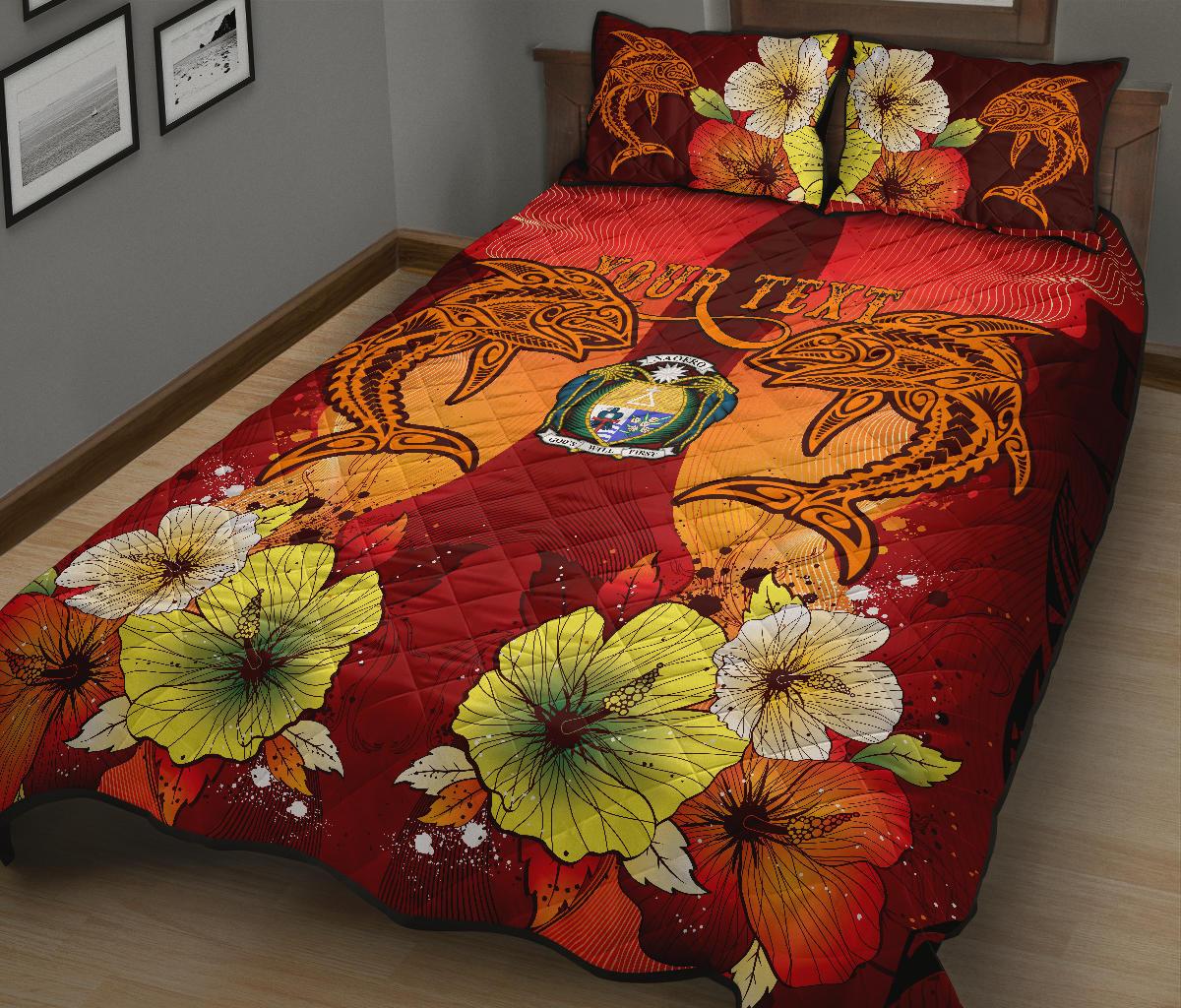 Nauru Custom Personalised Quilt Bed Sets - Tribal Tuna Fish - Polynesian Pride