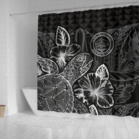 Palau Shower Curtain Turtle Hibiscus Black - Polynesian Pride