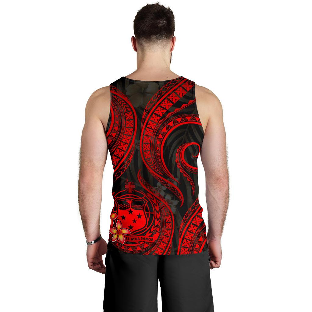 Samoa Polynesian Men Tank Top - Red Plumeria - Polynesian Pride