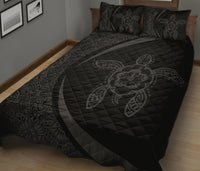 Hawaiian Polynesian Turtle Quilt Bed Set - Circle Style Grey - Polynesian Pride