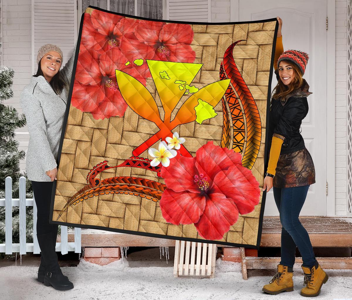 Hawaii Lauhala Kanaka Polynesian Premium Quilt - Polynesian Pride