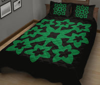 Hawaiian Quilt Bed Set Royal Pattern - Green And Black - A1 Style AH - Polynesian Pride
