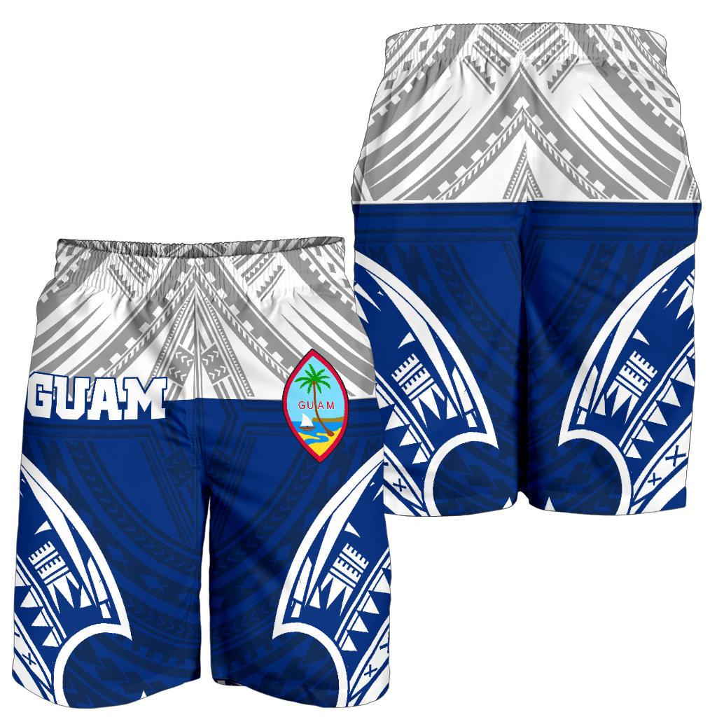 Guam Polynesian Men's Shorts - Pattern With Seal Blue Version - Polynesian Pride