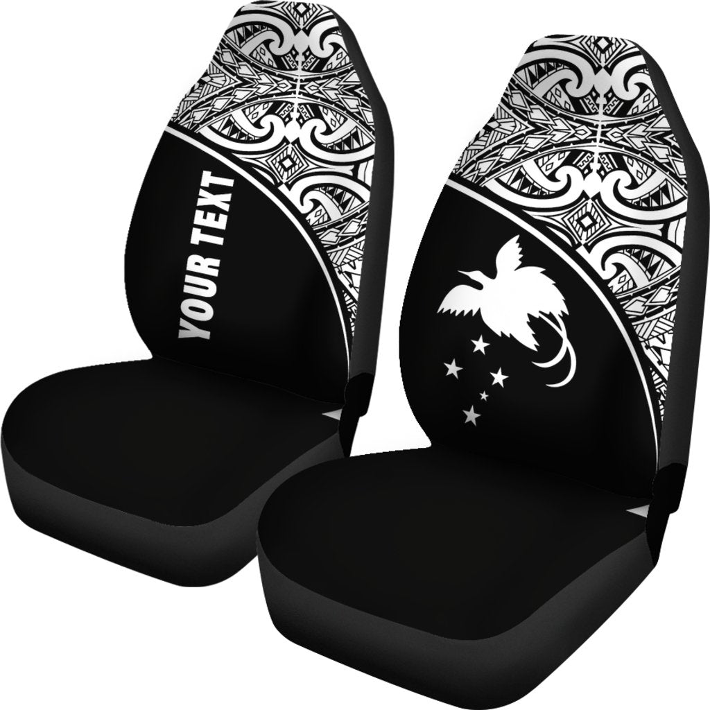Papua New Guinea Custom Personalised Car Seat Covers - Papua New Guinea FLag Polynesian White Curve - Polynesian Pride