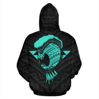 Hawaii Helmet Polynesian Turquoise Kanaka Warrior Hoodie (Zip) - Polynesian Pride