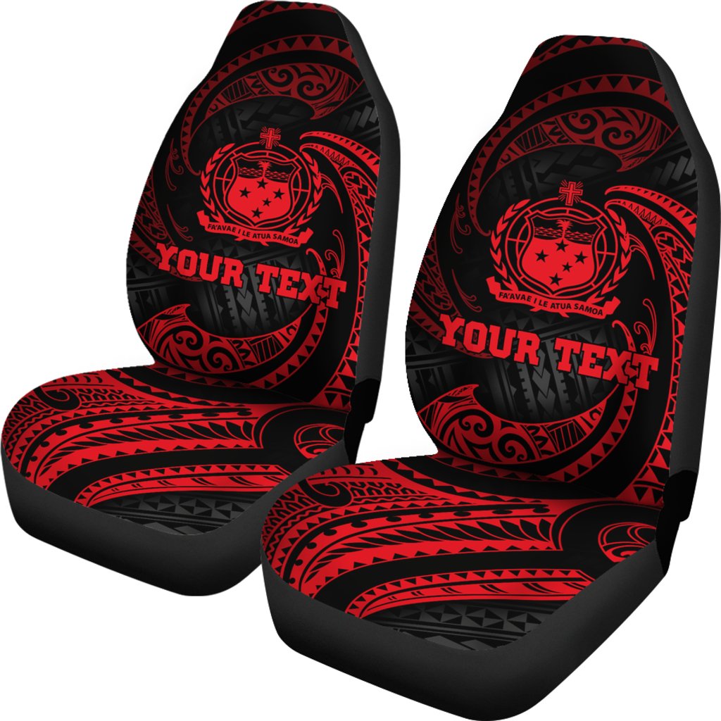 Samoa Polynesian Custom Personalised Car Seat Covers - Red Tribal Wave - Polynesian Pride