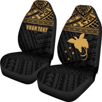 Papua New Guinea Custom Personalised Car Seat Covers - Papua New Guinea Gold Flag Polynesian Tattoo - Polynesian Pride