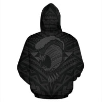 Polynesian Kakau Warrior Helmet Hawaii Custom Hoodie Gray - Polynesian Pride