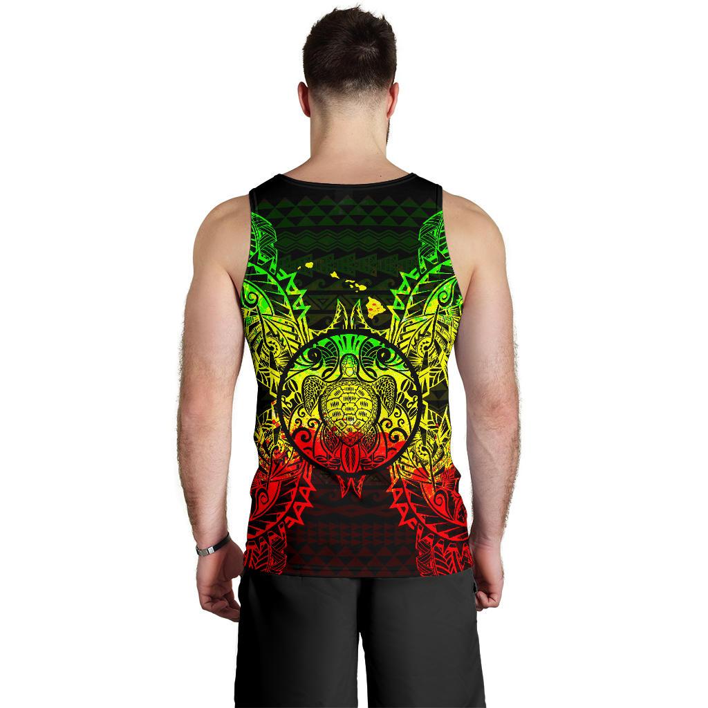 Hawaii Turtle Polynesian Men Tank Top Map Reggae - Polynesian Pride