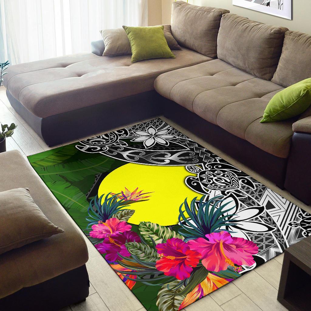 Palau Area Rug - Turtle Plumeria Banana Leaf - Polynesian Pride