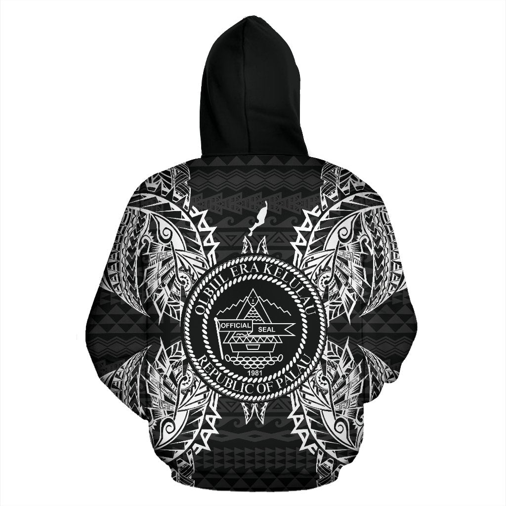 Palau Polynesian ll Over Hoodie Map Black - Polynesian Pride