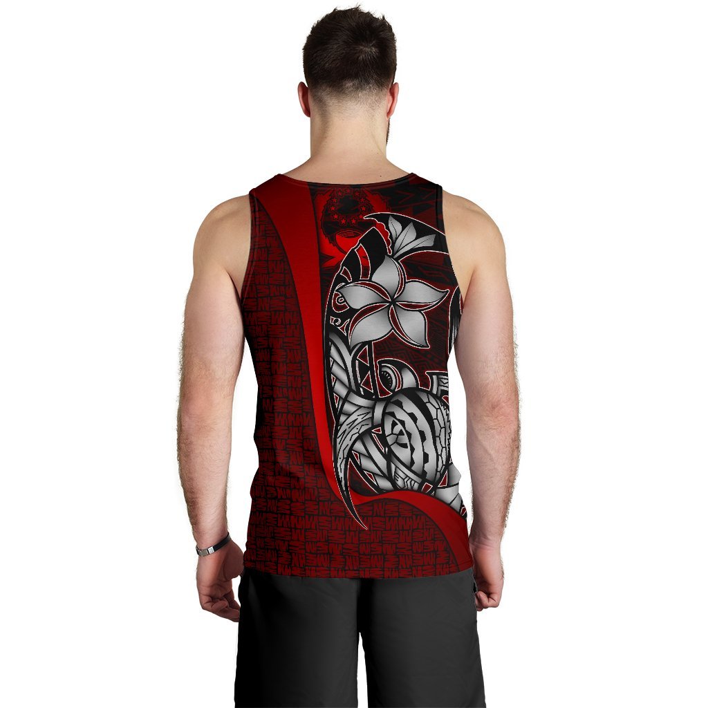 Pohnpei Micronesia Men's Tank Top Red - Turtle With Hook - Polynesian Pride