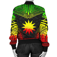 Nauru Polynesian Chief Women'S Bomber Jacket - Reggae Version - Polynesian Pride