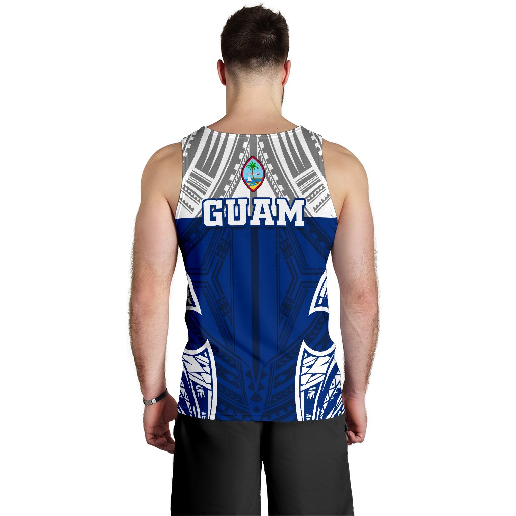 Guam Polynesian Men's Tank Top - Pattern With Seal Blue Version - Polynesian Pride