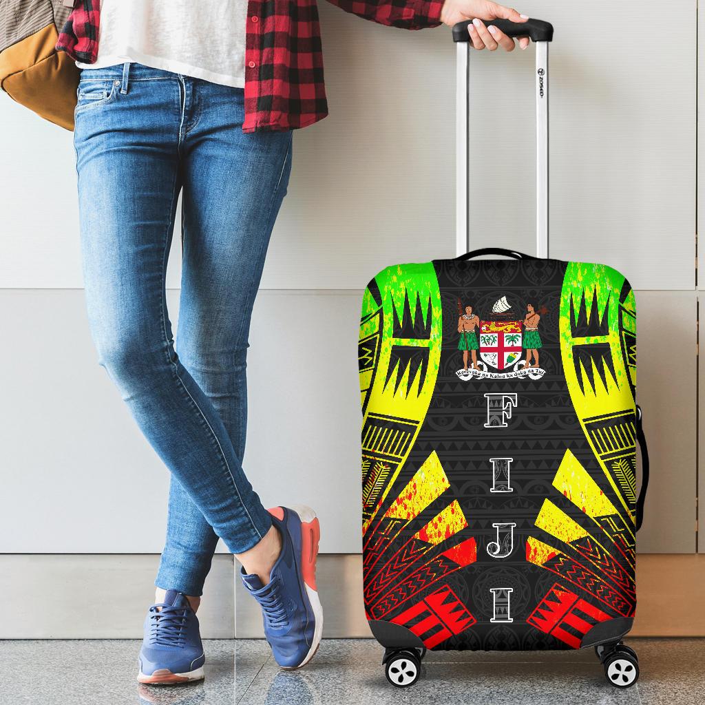 Fiji Luggage Cover - Polynesian Tattoo Reggae - Polynesian Pride