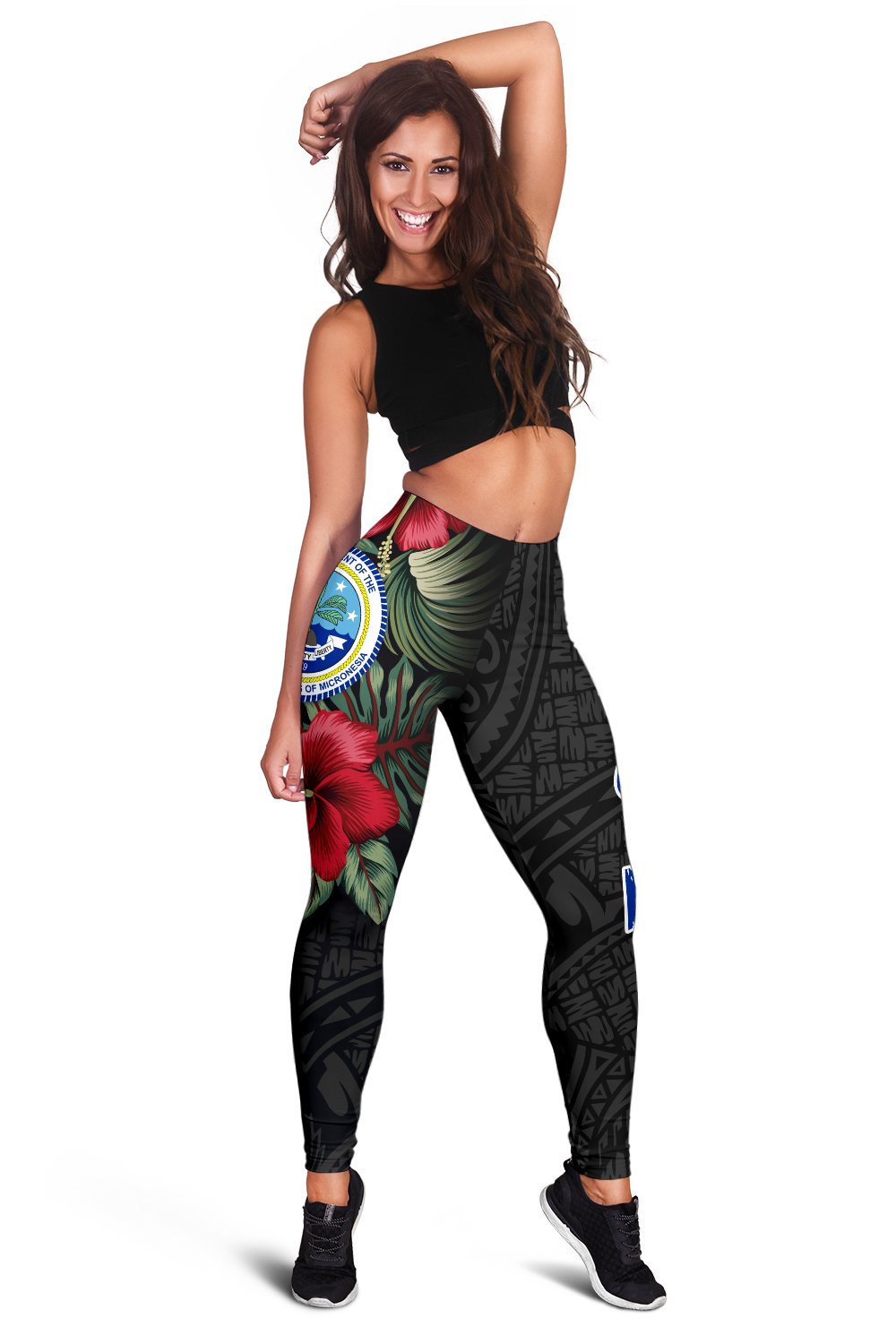 Federated States Of Micronesia Polynesian Leggings - Hibiscus Coat of Arms - Polynesian Pride