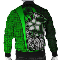 Pohnpei Micronesia Men's Bomber Jackets Green - Turtle With Hook - Polynesian Pride