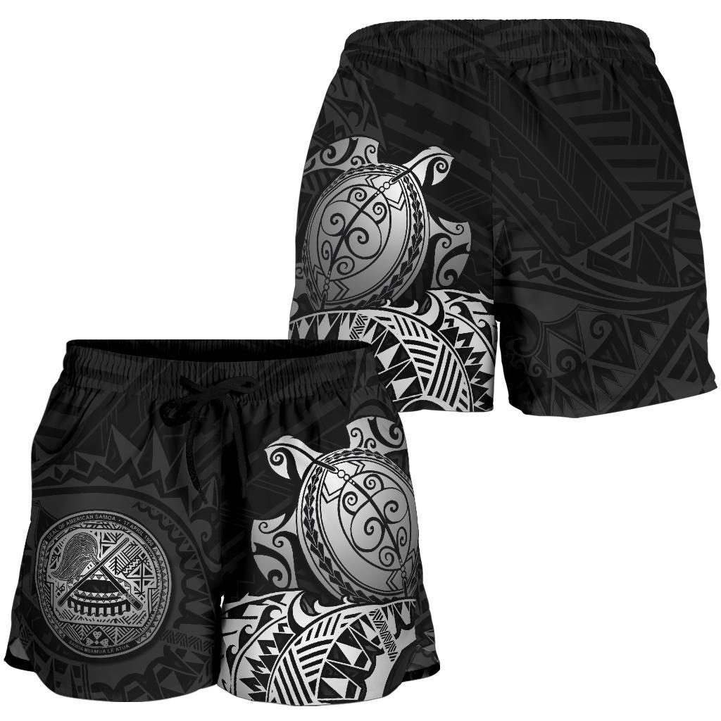 American Samoa Polynesian Shorts (Women) - Polynesian Turtle (Silver) - Polynesian Pride