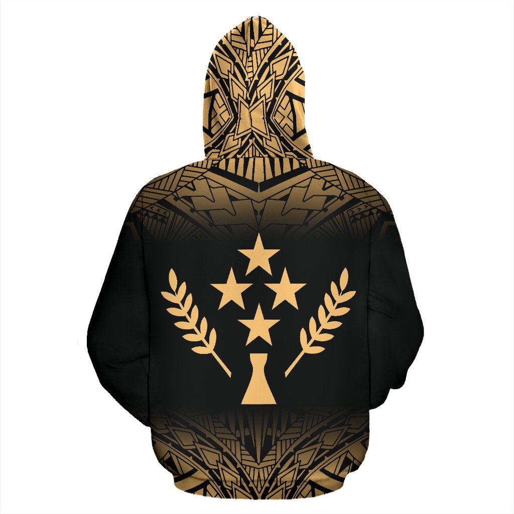 Kosrae All Over Custom Zip up Hoodie Micronesian Gold Fog - Polynesian Pride