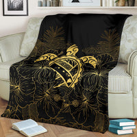 Hawaii Turtle Kanaka Golden Premium Blanket - Polynesian Pride
