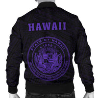 Hawaii Kakau Polynesian Coat Of Arms Men's Bomber Jacket - Purple - Polynesian Pride