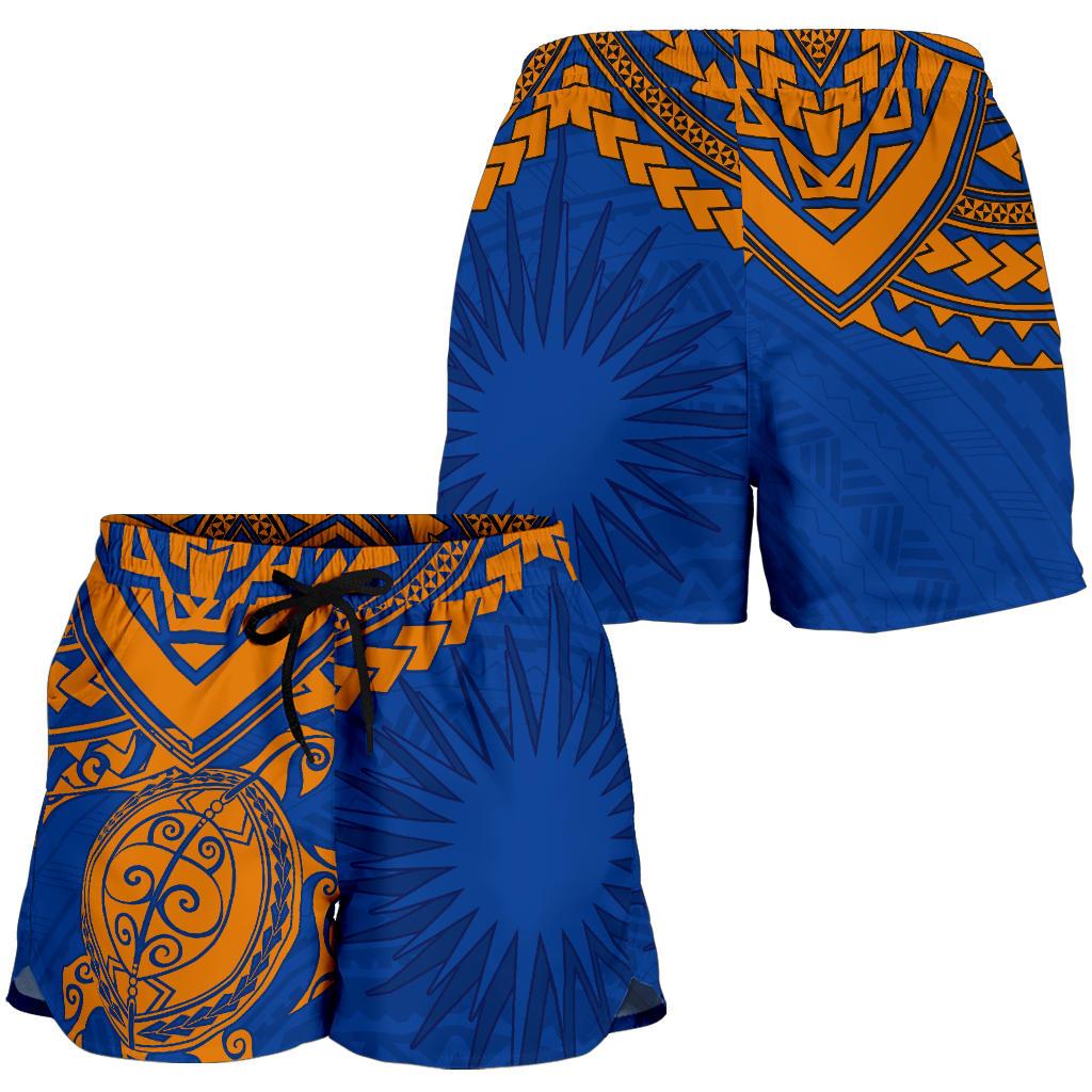 Marshall Islands Polynesian Shorts (Women) - Blue Turtle - Polynesian Pride