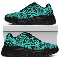 Polynesian Kakau Turtle Turquoise Chunky Sneakers - Polynesian Pride