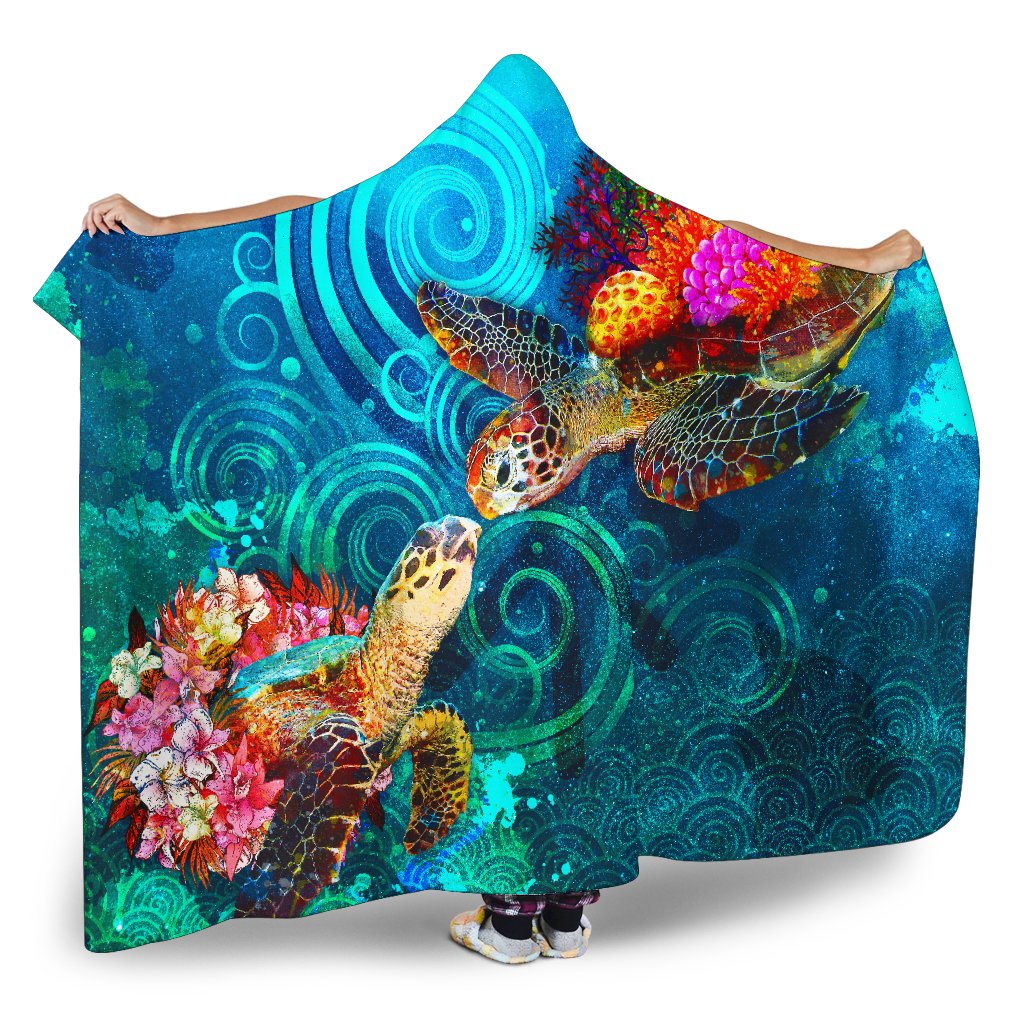 Polynesian Kanaka Maoli (Hawaiian) Hooded Blanket - Turtle Hawaii Map - Polynesian Pride