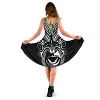 New Zealand Paua Shell with Maori Face Women Midi Dress - Polynesian Pride