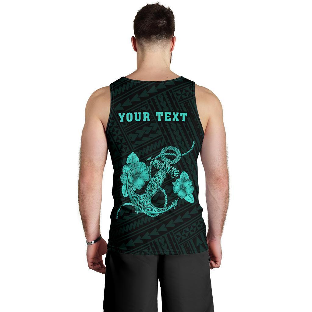 Hawaii Kakau Polynesian Anchor Personalized Men's Tank Top - Turquoise - Polynesian Pride