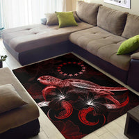 Cook Islands Polynesian Area Rugs - Turtle With Blooming Hibiscus Red - Polynesian Pride