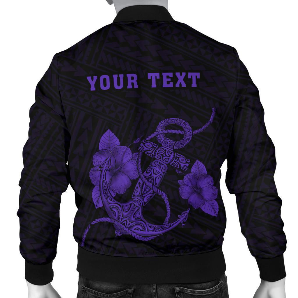 Hawaii Kakau Polynesian Anchor Personalized Men's Bomber Jacket - Purple - Polynesian Pride