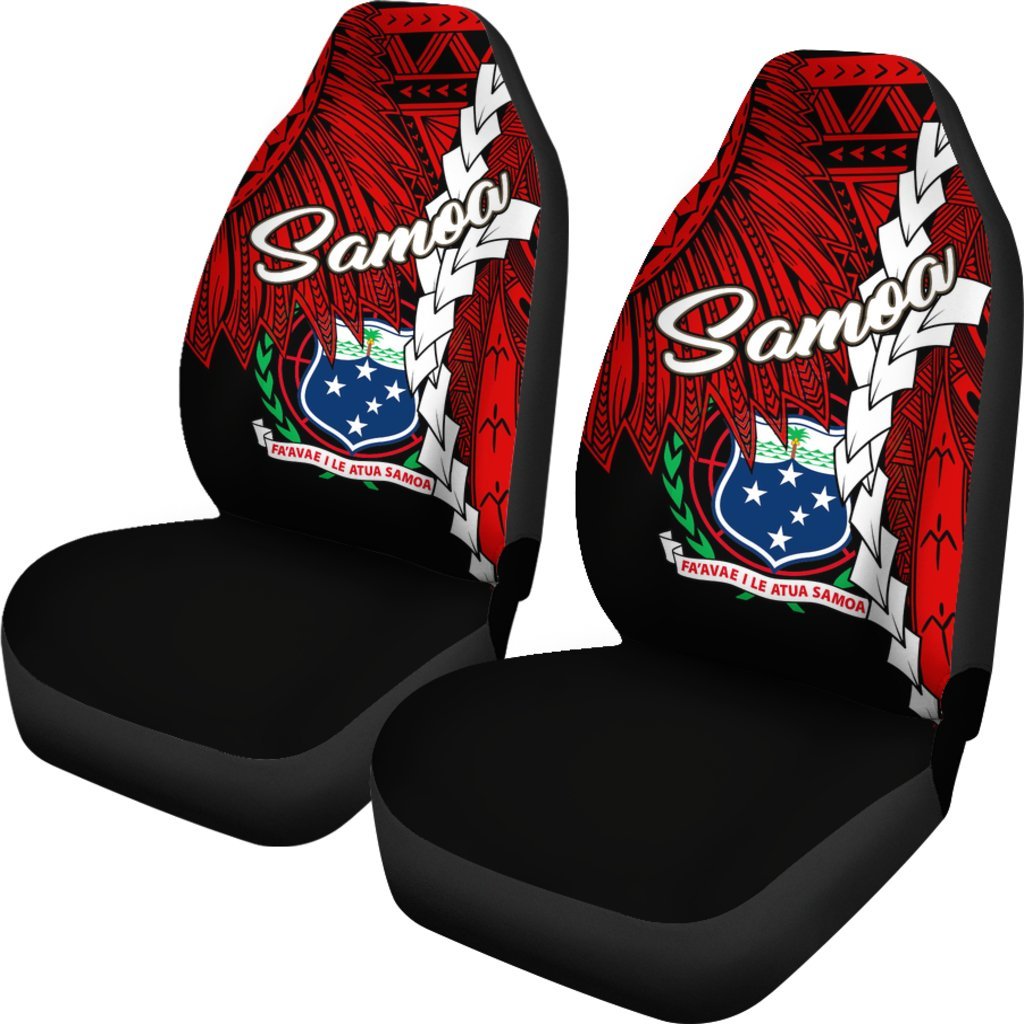 Samoa Polynesian Car Seat Covers - Tribal Wave Tattoo Flag Color - Polynesian Pride