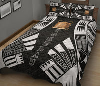 Tokelau Quilt Bed Set - Tokelau Coat Of Arms White Tattoo Style - Polynesian Pride