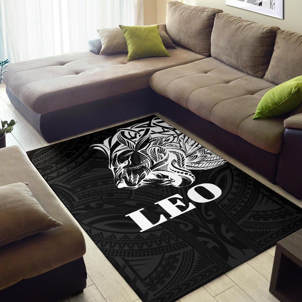 Sun In Leo Zodiac Area Rug Polynesian Tattoo Simple - White - Polynesian Pride