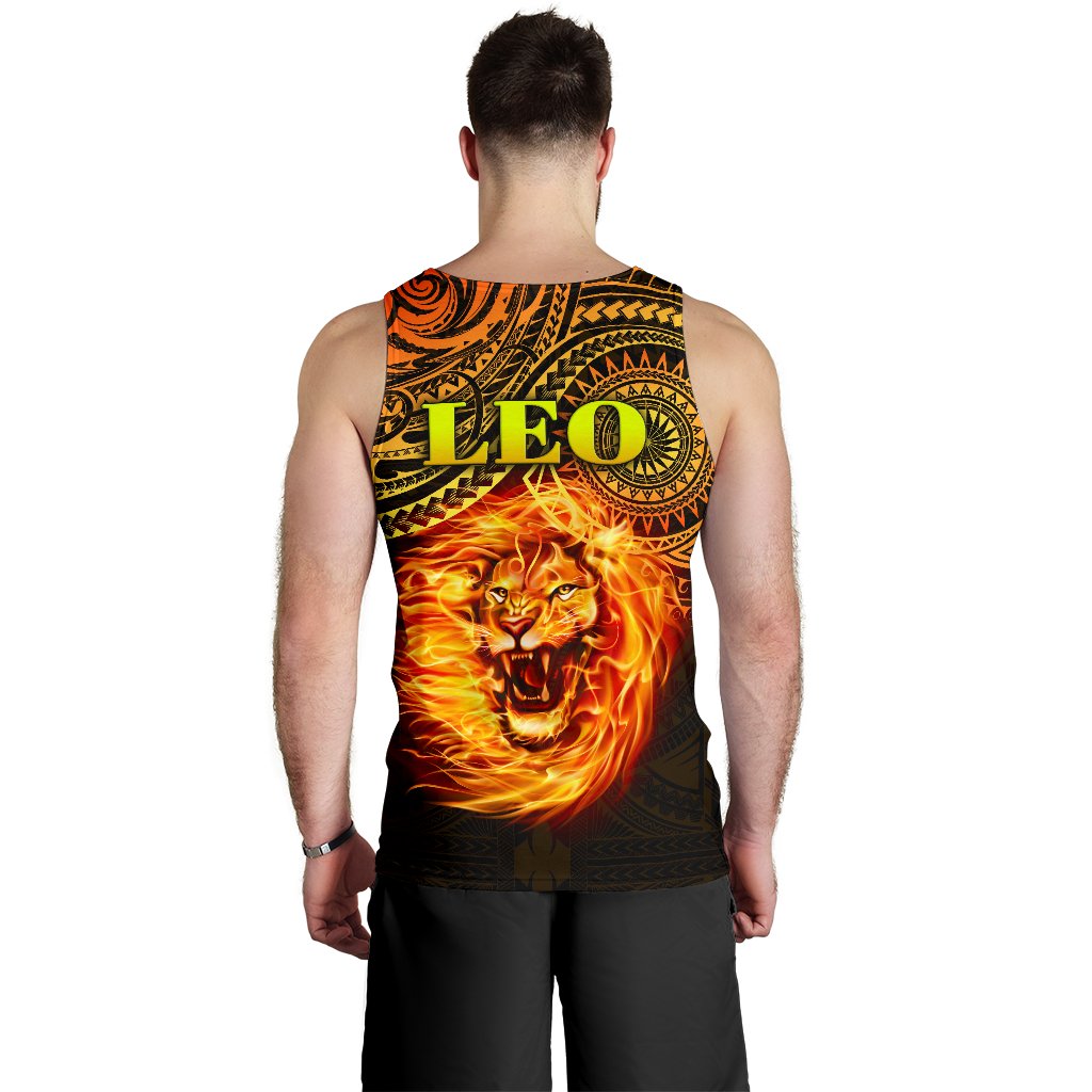 Sun In Leo Zodiac Men Tank Top Polynesian Tattoo Unique Vibes - Polynesian Pride
