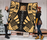Tokelau Premium Quilt - Tokelau Coat Of Arms Polynesian Gold Tattoo - Polynesian Pride