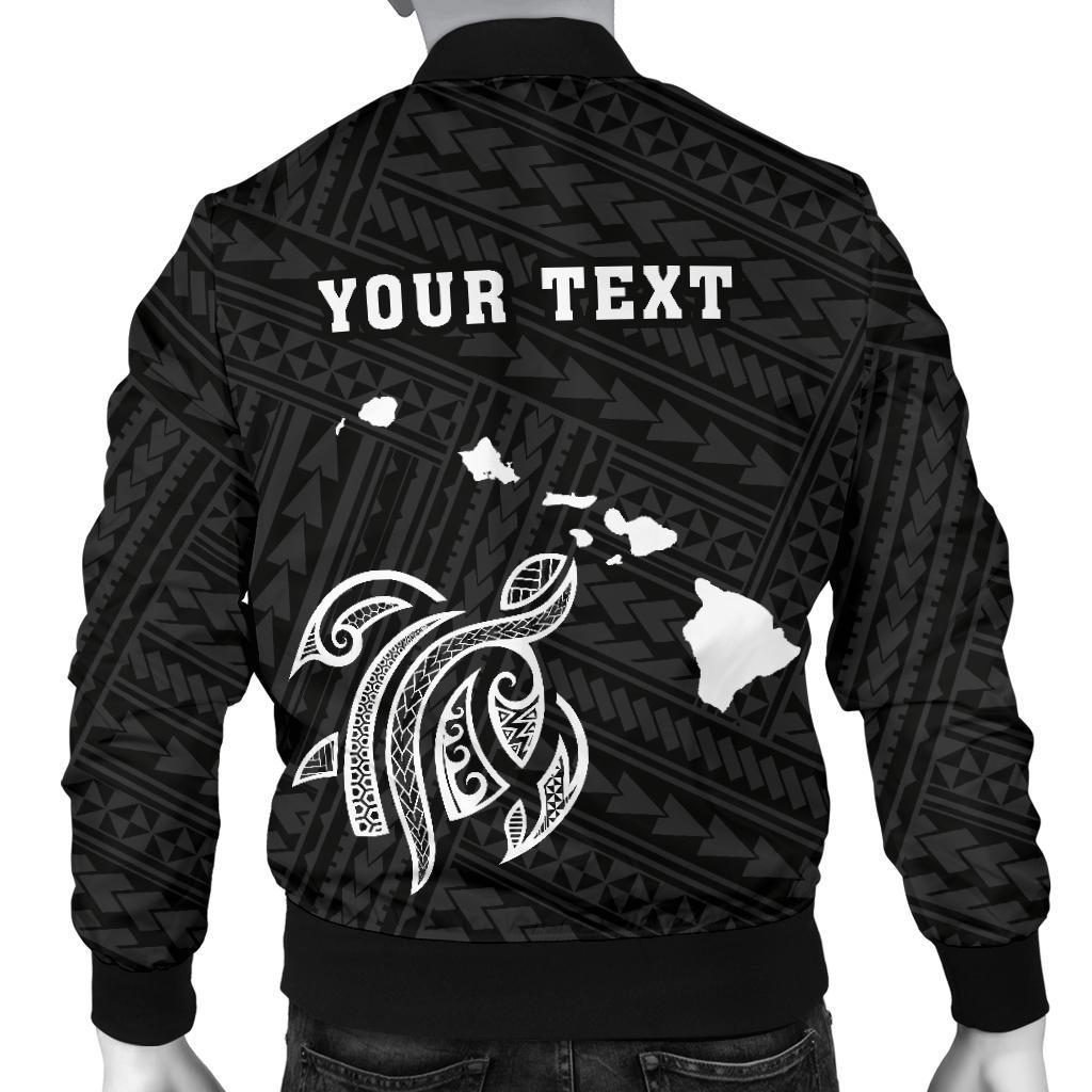 Hawaii Kakau Polynesian Turtle Map Personalized Men's Bomber Jacket - White - Polynesian Pride