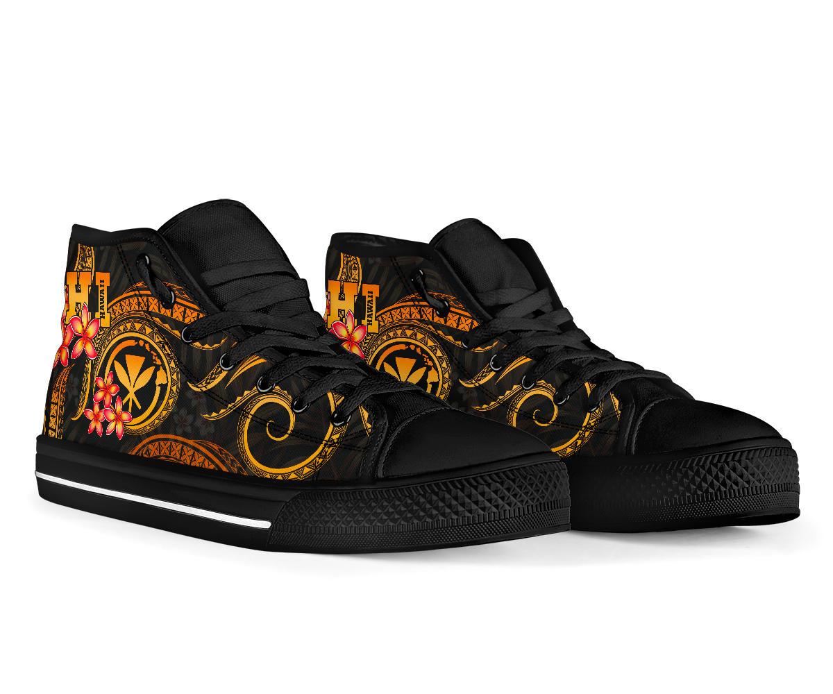 Polynesian Hawaii High Top Shoes - Gold Plumeria - Polynesian Pride
