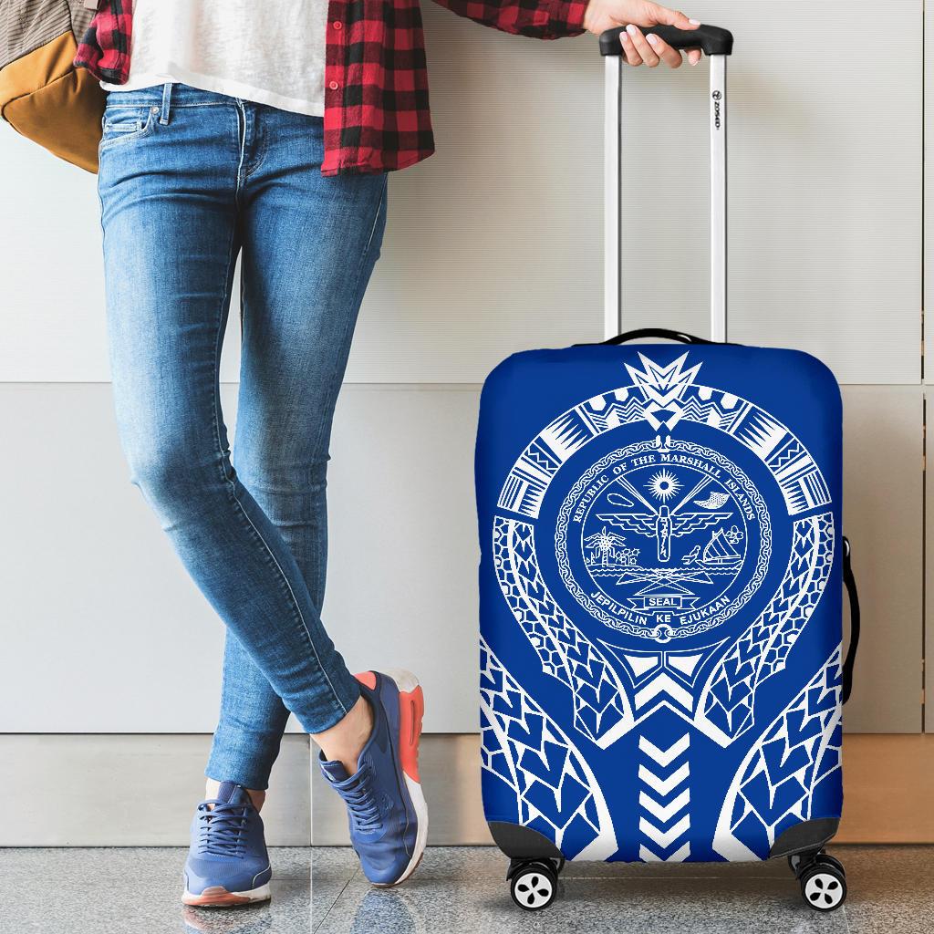 Marshall Islands Luggage Cover - Polynesian Tribal Blue - Polynesian Pride