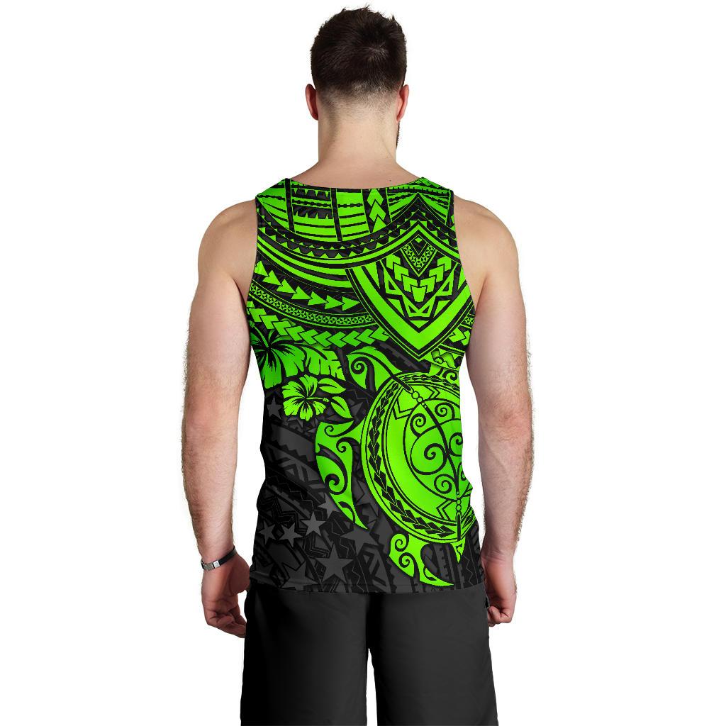 Cook Islands Polynesian Men's Tank Top - Green Turtle - Polynesian Pride